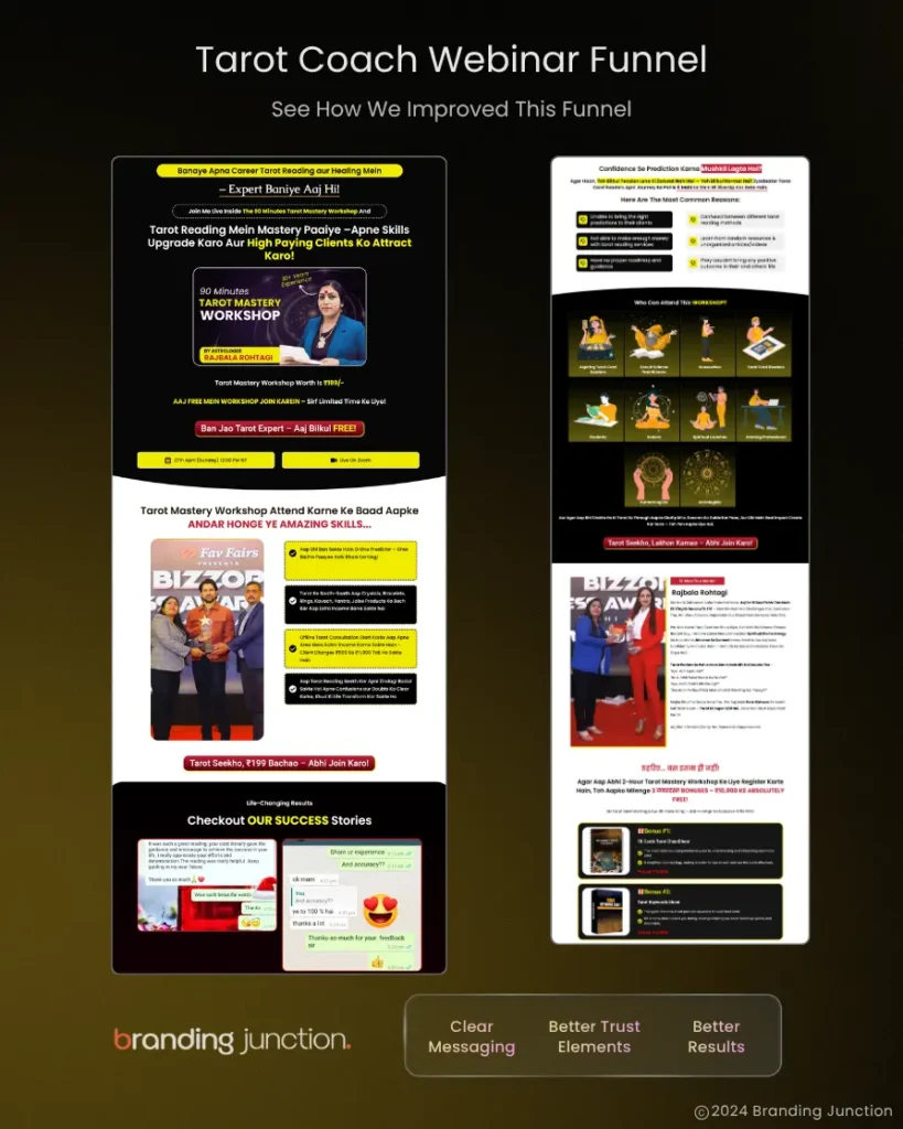 Tarot Coach Webinar Funnel Design by Branding Junction